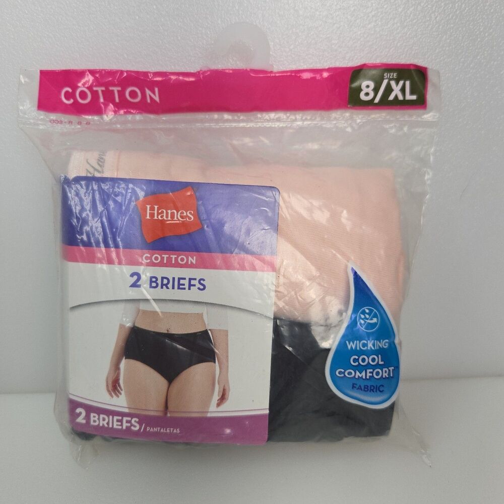 NEW Hanes Women's 2-Pack Cotton Briefs Panties Size 8/XL
